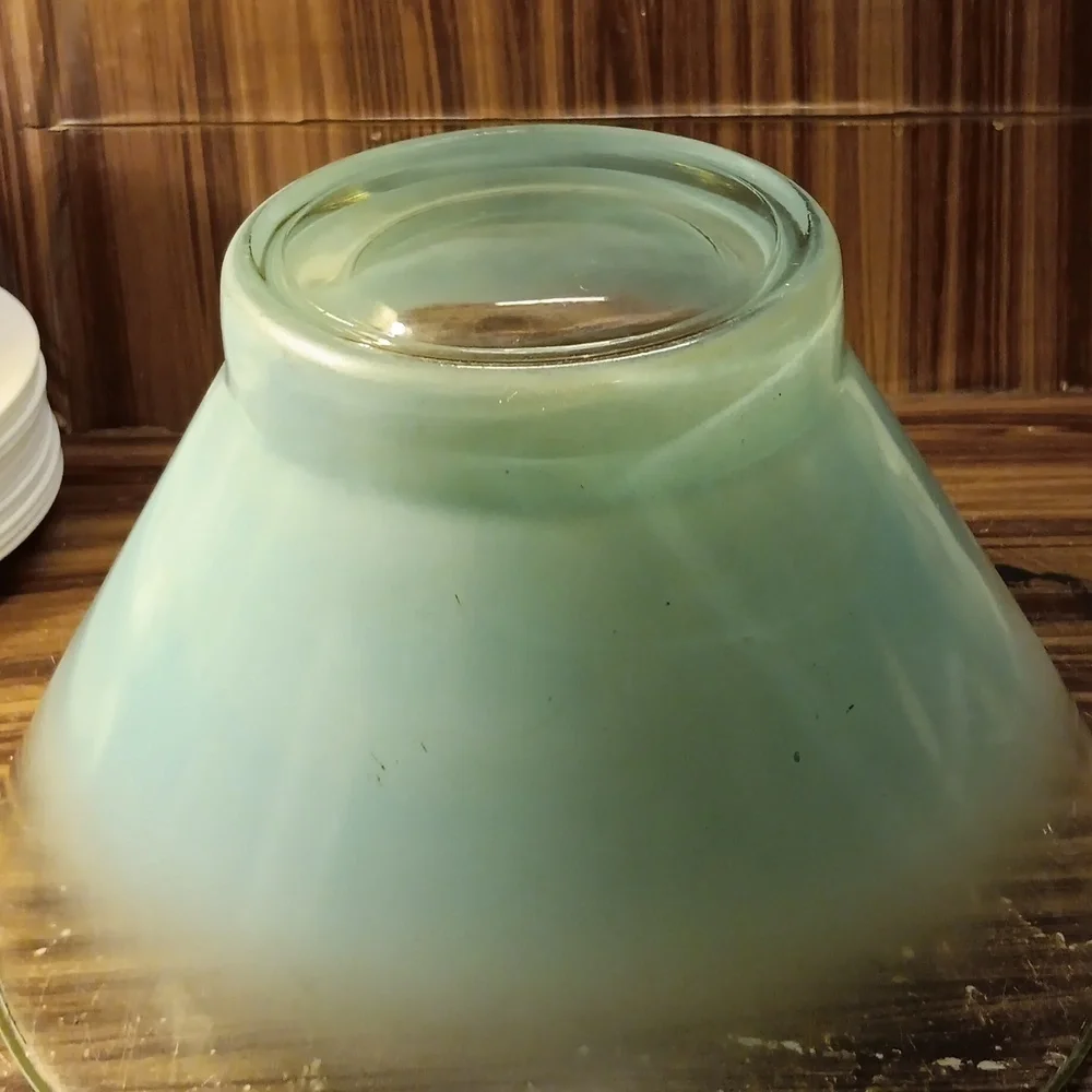 Vintage 1950s Blenko glass  MCM turquoise fade salad bowl